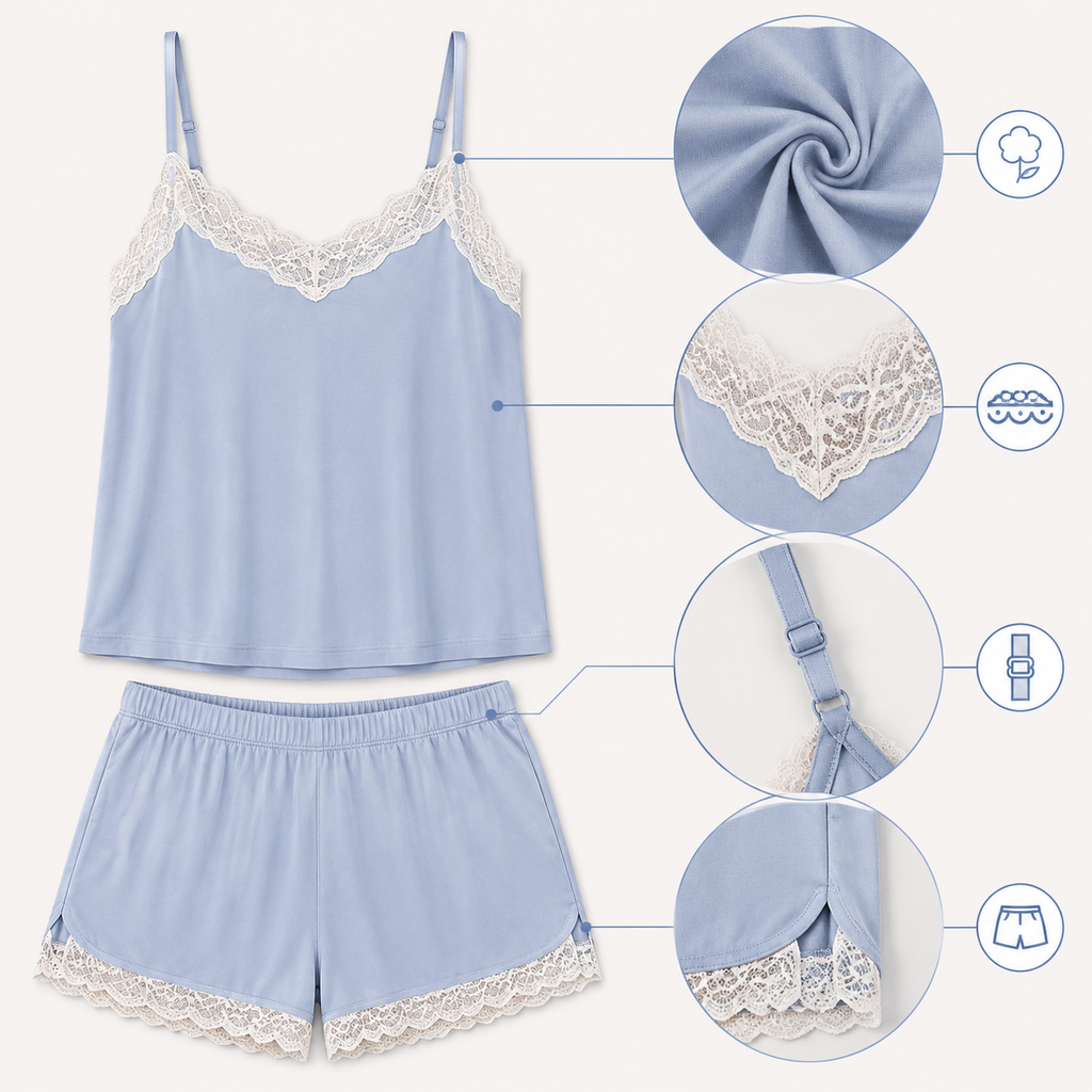 Camille Lace-Trim Cami Set