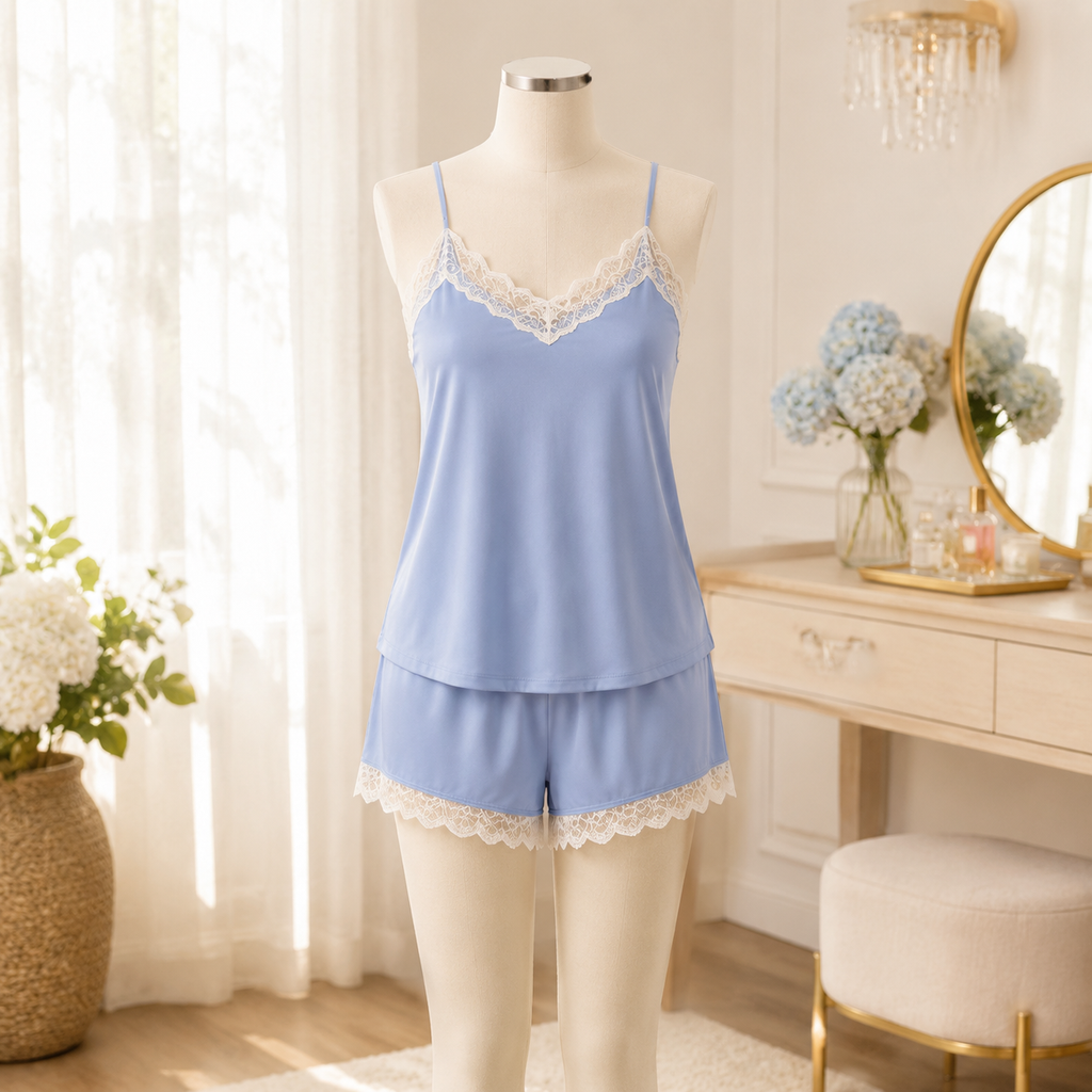 Camille Lace-Trim Cami Set
