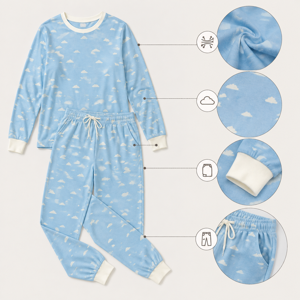 Cloud Bounce Printed Pajama Set
