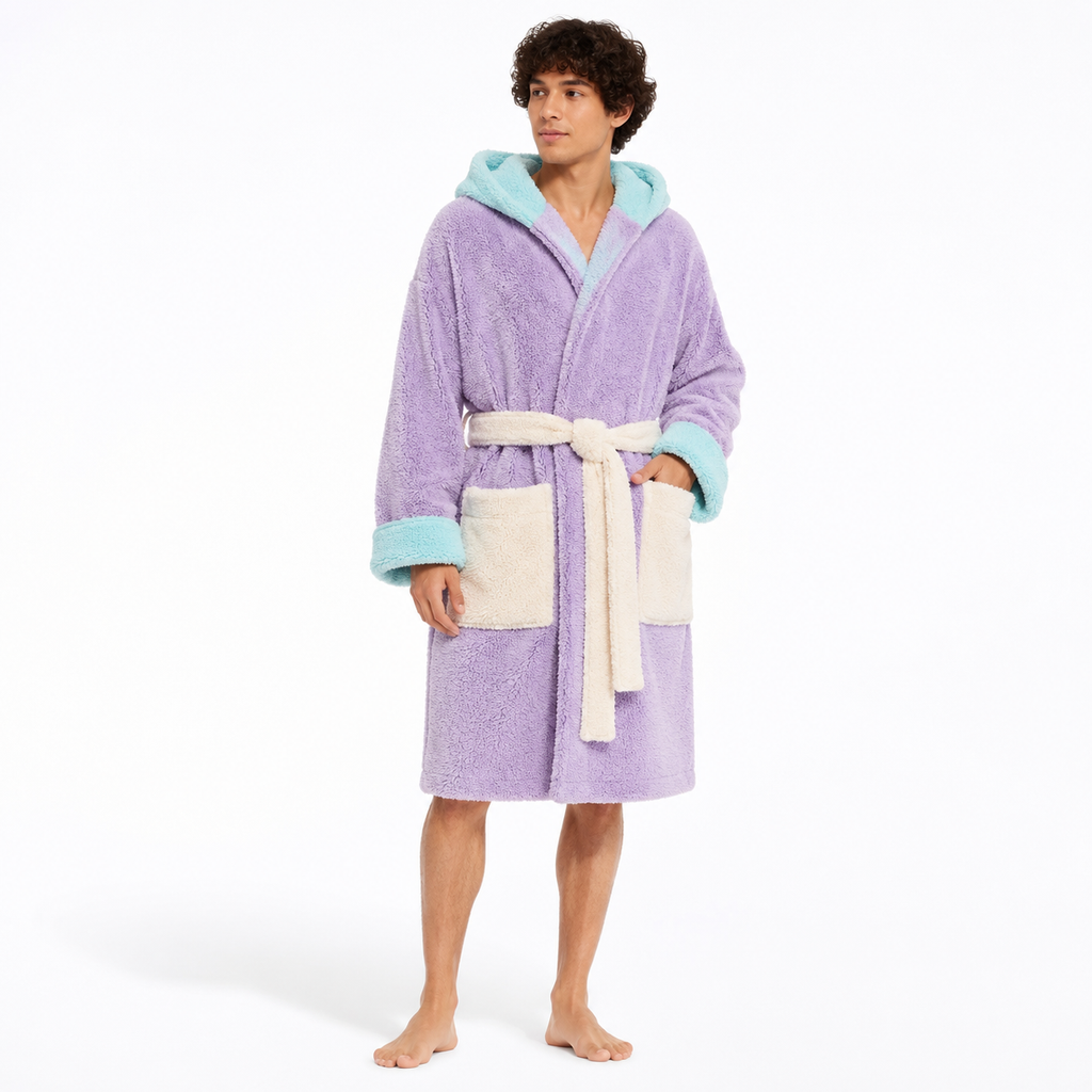 Marshmallow Colorblock Plush Robe