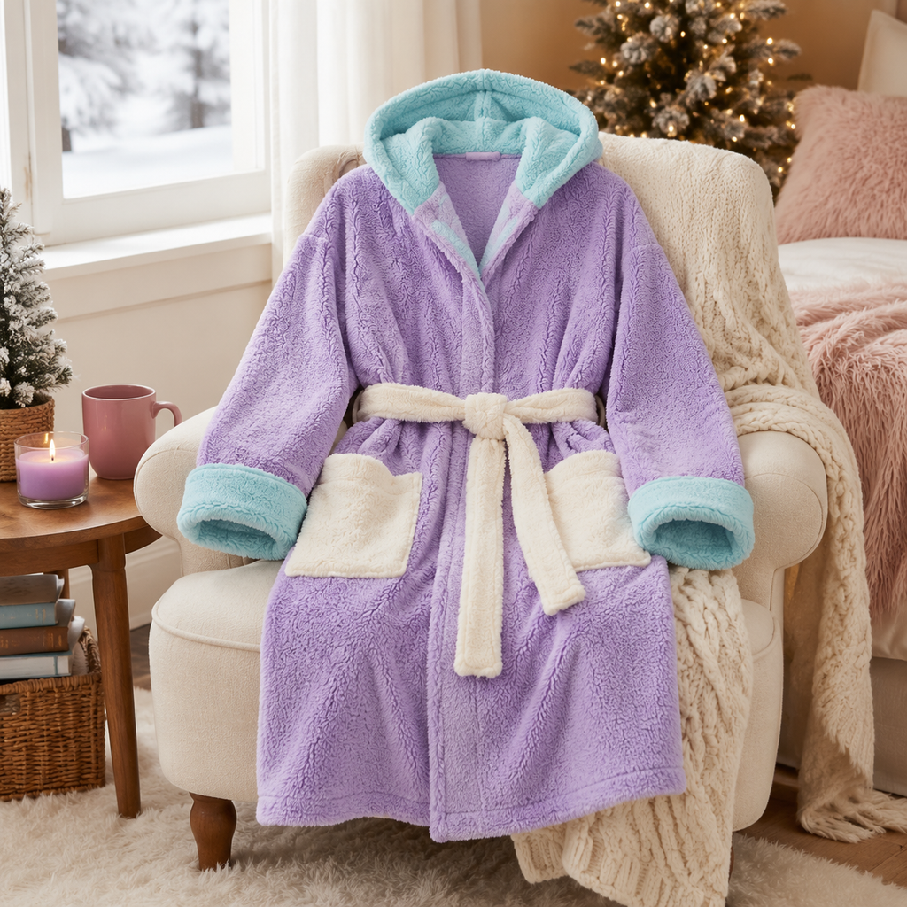 Marshmallow Colorblock Plush Robe