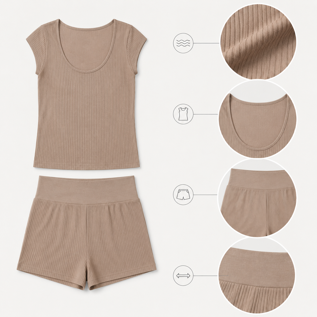 Meadow Rib-Knit Short Set