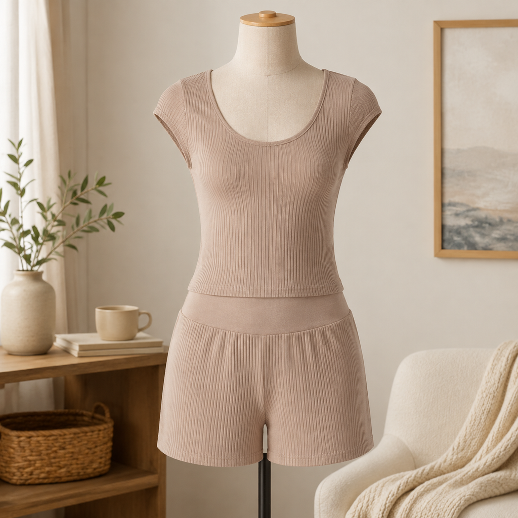 Meadow Rib-Knit Short Set