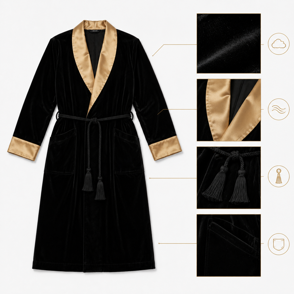 Midnight Velvet Smoking Robe
